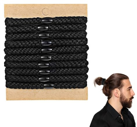 Set med 10 hårsnoddar för män, hårsnodd svart av slitstark nylon med 4-vägs stretch för stark elasticitet och halkfritt grepp, perfekt för sportvardagen och som ett snyggt armband