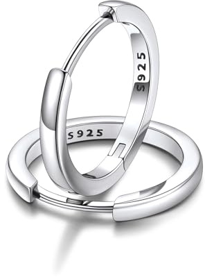 FaithHeart 925 Silber Ohrstecker Damen Herren Ohrringe 14MM/16MM/18MM/20MM Huggies Creolen Mädchen Helix Piercings Groß Silberohrringe Klappcreolen Ohrpiercing Silberschmuck für Geburtstag