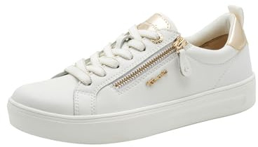 Tamaris Damen Wide Fit Damen Sneaker flach mit Reißverschluss Freizeit, weiß (White), 41 EU