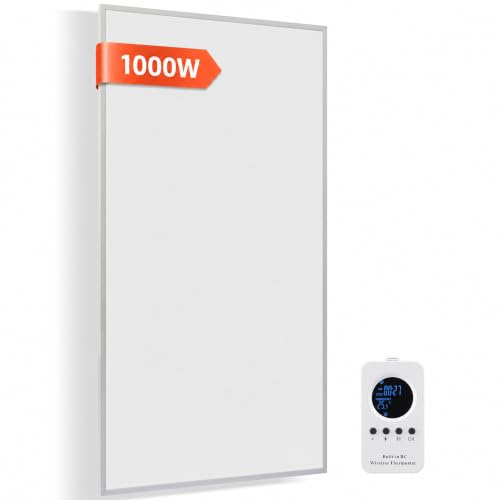 Hocosyme Infrarotheizung mit Thermostat 1000W Wandmontage & 24h-Timer | Infrarot Wandheizung für 10-25 m² mit Fernbedienung – bis 120°C in 1-3 Min mit Überhitzungsschutz, 10 Jahre Garantie.