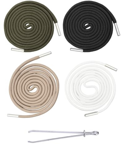 HUVZOR Lot de 4 cordons pour pantalon de jogging, 140 cm, pour sweat à capuche, avec aiguille à enfiler, cordon de serrage de rechange, pour pull à capuche, short, pantalon de jogging, pantalon