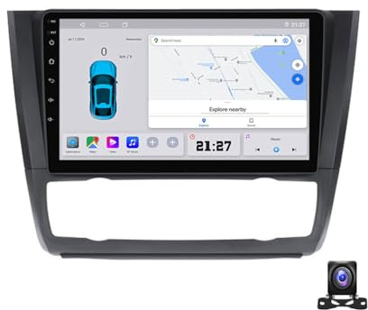 DXSYGMBN Wireless Carplay Android Auto Head Unit Compatible with BMW 1 Series E81 E82 E87 E88 2008~2012 Touchscreen 9 Inch Double Din Car Stereo with Backup Camera Navigation 4G RDS,C10 Pro