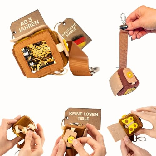 Jolly Designs Calmi Cube Yelli – Anti-Stress Würfel & Fidget Toy aus Stoff – Montessori Spielzeug & sensorisches Anti-Stress-Tool für Kinder & Erwachsene – leise, handgemacht & nachhaltig