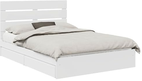vidaXL Förvaringssäng med låda Vit 140 x 190 cm Konstruerat trä