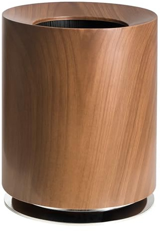 Plastic Waste Bin 12L Modern Wood Grain Round Rubbish Paper Bin with Open Top, Large Durable Office & Home Trash Can for Bedroom, Living Room, Bathroom 26cm D x 32cm H