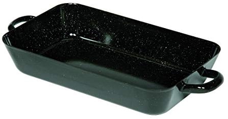 Riess, 0047-022, Bratpfanne 37/22cm, Classic - Back- UND BRATFORMEN, Maße 37 x 22 cm, Höhe 6,0 cm, Inhalt 2,70 Liter, Emaille, Bräter, schwarz, 1,28 kg, 44,5 x 22,4 x 6cm