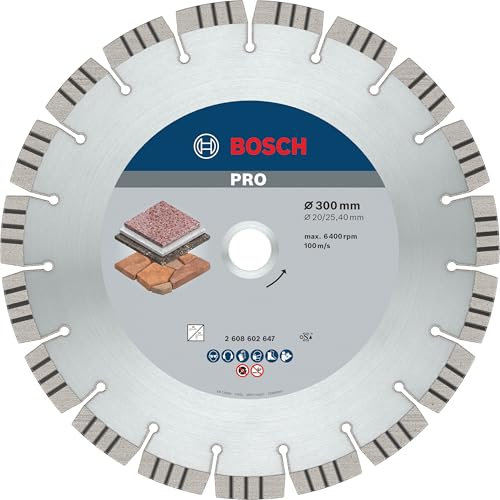Bosch 1x PRO Stone Diamond Cutting Disc for Bore 25.4 and Table and Petrol Saws (for Soft stone, Hard stone, Ø 300 mm, Professional Accessory Table Circular Saw, Petrol Saw)