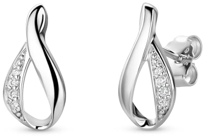 Miore Ohrstecker für Damen – Elegante Ohrringe aus 925 Sterling Silber mit 8 farblosen Zirkonia-Steinen – Ohrschmuck lang 8 x 16 mm