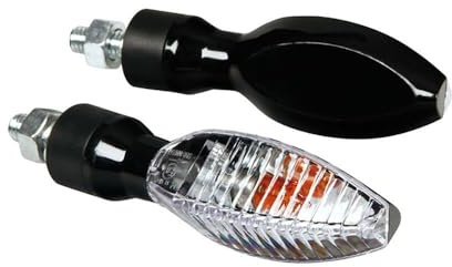 Lampa 90079 Paar Blinker, schwarz | Weißes Glas, oranges Licht, schwarz, Schnellkupplungen, gummiertes Gelenk, E-Zulassung, eintragungsfrei, homologiert