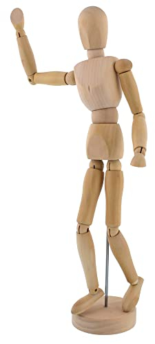 US Art Supply Künstlerpuppe aus Holz, 30,5 cm, mit Sockel und flexiblem Körper, perfekt zum Zeichnen der menschlichen Figur (30,5 cm männlich)