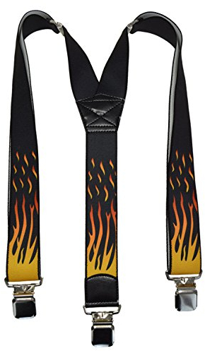 Olata Heavy Duty Hosenträger mit Feuermuster – 4 cm. Y-Form