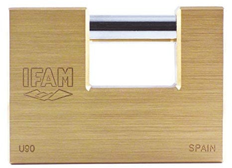 IFAM Candado de Seguridad Serie U, 90mm de Longitud, Para Cierres Verticales, Cuerpo de Latón, Llave de Serreta, Para Rejas y Persianas