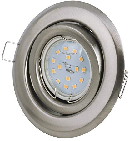 Einbaustrahler Tommy Farbe: Edelstahl gebürstet Schwenkbar LED GU10 5Watt 450Lumen 2700Kelvin Warmweiß Einbauleuchte 230Volt Set Inklusive Fassung Strahler Downlight Spot Leuchte - JungesLicht