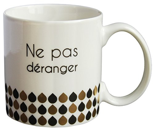 DRAEGER PARIS - Mug en Porcelaine Fine - Black & Gold - Ne pas déranger - Idée cadeau Famille, Ami, Fête des Mères, Anniversaire - Pause café, Humour, Fun - 320 ml -Avec Boîte Cadeau