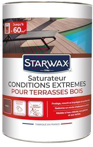 STARWAX Saturateur Haute Protection pour Terrasses en Bois Teck - 5L
