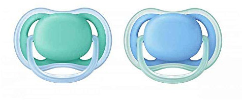 Philips Avent Ultra Air Schnuller, 2er-Pack – BPA-frei, Schnuller für Babys von 6–18 Monate, blau/grün (Modell SCF244/22)