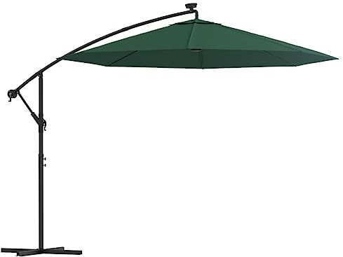 vidaXL Sonnenschirm mit LED-Beleuchtung Kurbelmechanismus Gartenschirm Strandschirm Ampelschirm Schirm Balkonschirm Marktschirm 300cm Metallmast