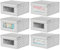 mDesign 6er-Set Aufbewahrungsbox aus Stoff – stapelbare Stoffbox zur Ablage von Kleidung oder Schuhen und als Schrankbox – Aufbewahrungskiste mit Deckel und Sichtfenster – hellgrau/weiß