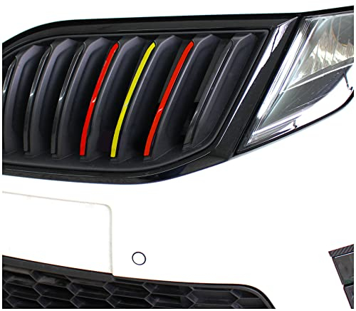 Finest Folia 30 teiliges Aufkleber Set für Front Kühlergrill Sticker für Gitter Nierenaufkleber Zierstreifen Folie selbstklebend Kfz Zubehör (K005 Spanien)