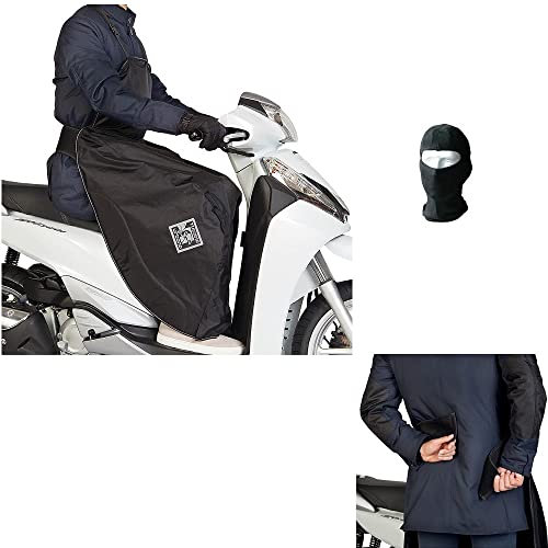 Compatible con Vespa 50 ET2 Cat Cobertura Funda Pierna Tucano Urbano R194-N Manta TÉRMICA Impermeable Universal para Scooter Cubierta Negro