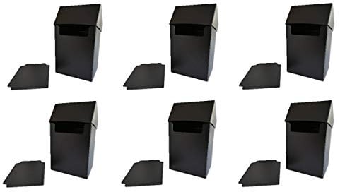 Arkero-G® 6 Stück 80+ Deck Boxen für über 600 Sammelkarten Schwarz/Black Case z.B. für MTG Magic, Yu-Gi-Oh! Karten