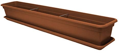 Floralo Balkonkasten mit Untersetzer, eckig, Terracotta-Breite 80 cm x Tiefe 17 cm x Höhe 14 cm - Balkonkasten, Pflanzkasten, Blumenkasten, Kasten, Pflanzen