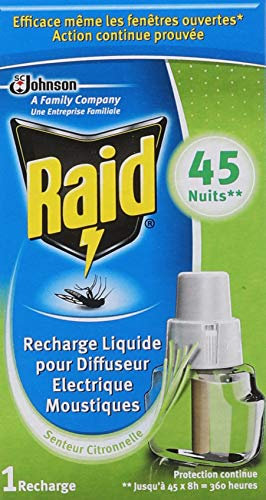 Raid Electrique Liquide Recharge 45 Nuits Citronnelle Fenetres Ouvertes Insecticides Ménagers - Lot de 3