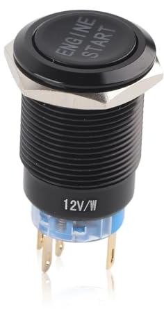 Zünd Schalter, Fydun Druckknopf Schalter 12V Motor Wasserdichter Starttaster für den Start des Fahrzeugmotors (Gehäuse aus schwarzer Zink-Aluminium-Legierung)
