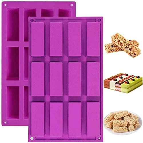 Palksky (2 Stück 12 Mulden, mittlere schmale Silikonformen/Formen/Proteinriegel/Energieriegel, Hersteller für Karamellbrot, Brot, Muffin, Brownie, Maisbrot, Käsekuchen, Pudding, Seife, Butterform