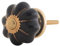 Knober Möbelknopf Kürbisform klein Keramik Porzellan Vintage Landhausstil Shabby-Chic 34 Ø klassisch edel verziert Schwarz mit goldener Montur