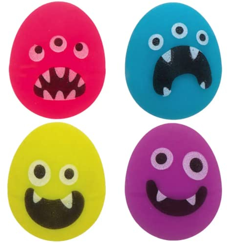 Baker Ross AX619 Monster-Gummibälle in Eiform, 10 Stück, Gastgeschenke für Kindergeburtstage und Outdoor-Spielzeug