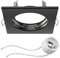 ledscom.de Deckeneinbaurahmen RIR Einbaurahmen schwarz matt eckig (LED/Halogen/GU10/MR16/PAR16/50mm) inkl. GU10 Fassung
