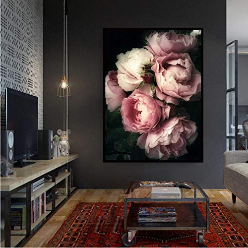 Art Poster Affiche Vintage Fleur Mur Art Toile Impression Rose Pivoine Fleur Photo Impression Affiche Et Impressions pour La Décoration De Salon(sans Cadre 50X70Cm),A1175