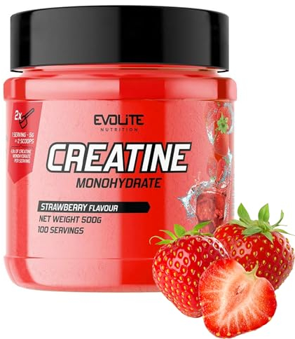 Creatin Monohydrat 500g - Taurin Kreatin Pulver, Pre Workout - 100 Portionen - Perfekt Löslich, Vegan & Mikronisiert, 3 Monate Vorrat - Evolite Nutrition