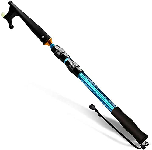 SAN LIKE Barre à Crochet de Bateau Télescopique pour Amarrer, Accessoires de Bateau Flottants Barre de Poussée de Bateau Ponton, Cannes d'amarrage en Aluminium Légères avec Perle Lumineuse (Bleu 1,4M)