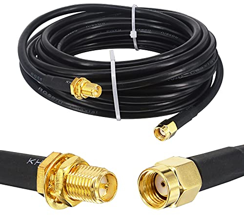 Boobrie 5M Cable RP-SMA Macho a RP-SMA Hembra Cable Coaxial RG58 Mejorado Cable de Antena WiFi RP-SMA Macho a Hembra baja pérdida Extensión RP SMA para Antena WiFi 4G,Enrutador inalámbrico,Hotspot