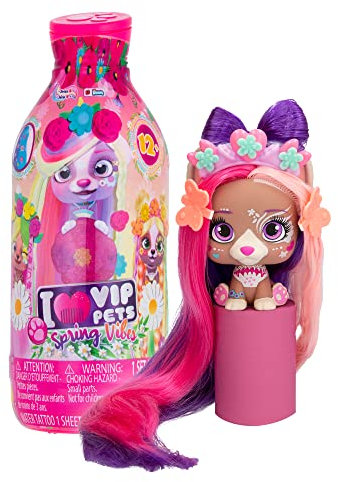 VIP Pets - Spring Vibes Serie - Enthält 1 VIP Pets Puppe, 9 Überraschungen, 6 Accessoires für Haarstyling | Mädchen & Kinder ab 3 Jahren