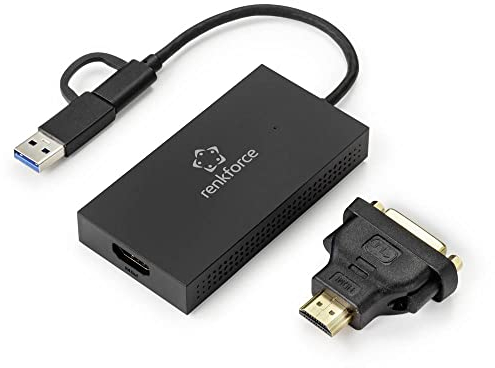 Renkforce Carte Graphique Externe RAM DDR3 USB-A, USB-C® (USB 3.2 Gen 1), HDMI™, DVI