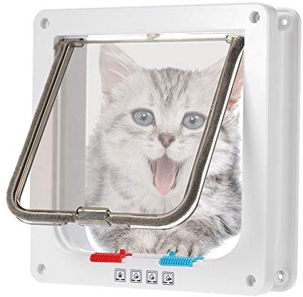 Cat Mate Cat Flap for UPVC & Wooden Doors - Microchip Activated, White, XL