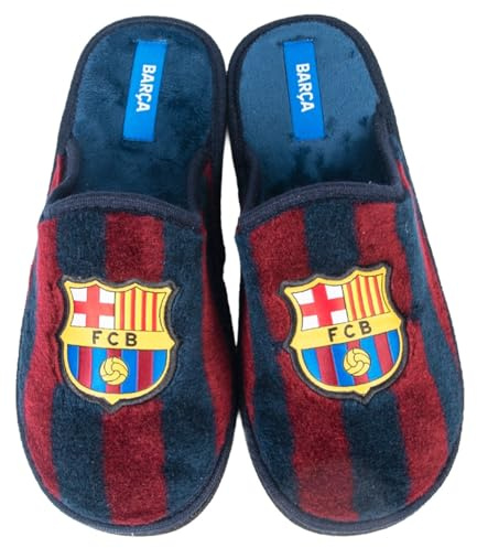 MARPEN SLIPPERS, Offizielle FC Barcelona Fußball Winter Hausschuhe mit flexibler Sohle Unisex für Herren oder Damen, Blaugrana Offene, Größe 47