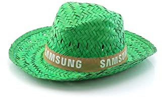 Pack de 10 Sombrero de paja personalizados - Sombrero de paja tintado en verde, con cinta personalizada, ideal para fiestas, eventos deportivos y culturales, romerías (Verde)