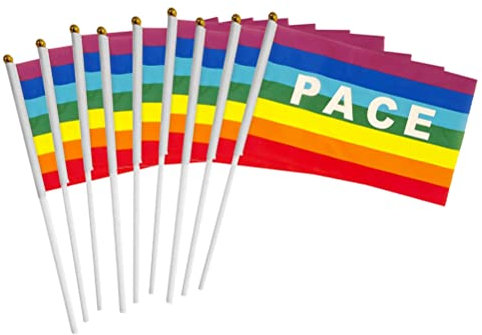 pace bandiera ， 50/100 mini bandiera della pace all'aperto, bandiera del pacifista arcobaleno, portatile, in poliestere, 8,27 x 5,51 pollici