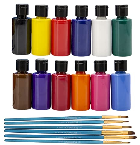 Acrylfarben-Set für Kinder und Erwachsene. 12 Farben je 40 ml. Malfarben, Tempera, Schulmalfarben auf Wasserbasis für Papier, Holz, Leinwand, Stein. 12 x 40ml