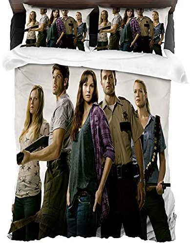 ANSSON Daryl Dixon Bettwäsche-Sets,The Walking Dead 1 Bettbezüge und 2 Kissenbezug,Rick Grimes Fanartikel Bettwäsche 3-teilig (200x200cm+80x80cmx2, TWD3)