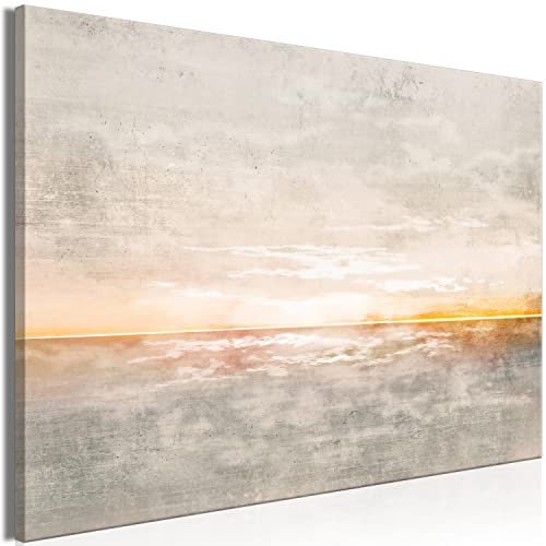 murando - Wandbilder XXL Meer Sonnenuntergang 90x60 cm Leinwandbild 1 tlg Kunstdruck modern Wanbilder XXL Wanddekoration Design Wandbild Landschaft Panorama Strand Natur wie gemalt