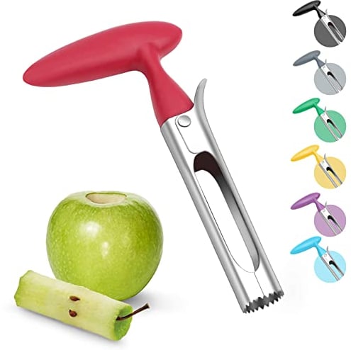 Asdirne Apfelentkerner, Apfelentkerner mit ABS-Griff, gezackte Edelstahlklinge, 17,5 cm, Rot