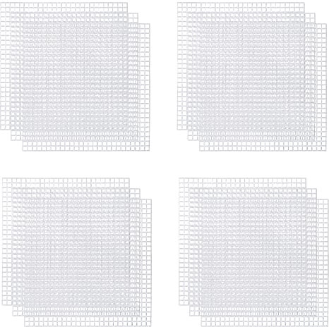 Anluoyi 12 Pcs Plastic Mesh Canvas Sheet Square Cross Stitch Plastic Meshes Blank Rug Hooking Mesh Canvas Mat for DIY Crafts Embroidery Knit, White