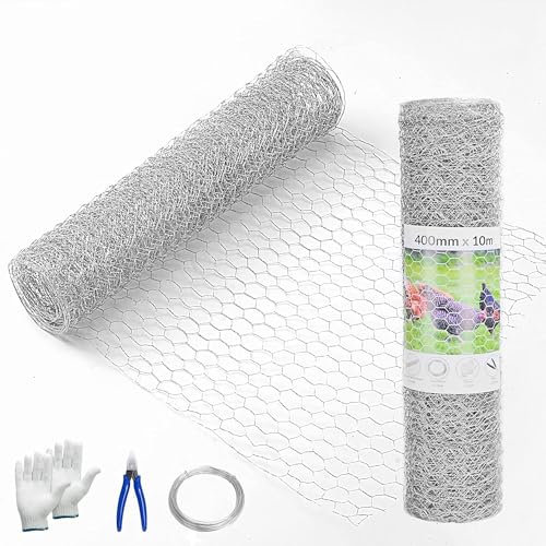 Atoke Chicken Wire 10M | 25mm Holes,Galvanized Hexagonal Wire Mesh Fencing for Crafts Garden Poultry,Metal Hardware Cloth Netting for Chicken Dog Rabbit
