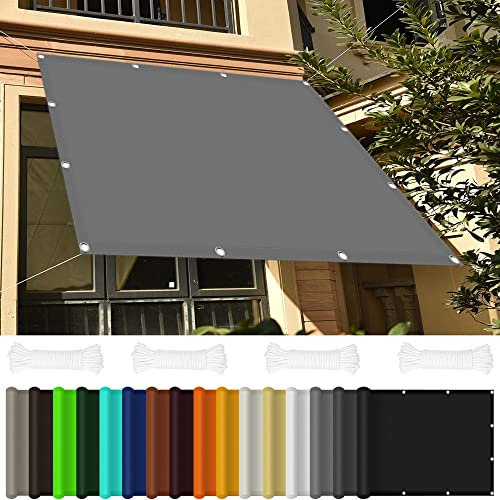 Sonnensegel Sonnenschutz 5.5 x 5.5 m Rechteckig Wasserdicht UV Schutz Garten Outdoor Sonnensegel inkl Befestigungsseile für Garten Terrasse Camping, Hellgrau