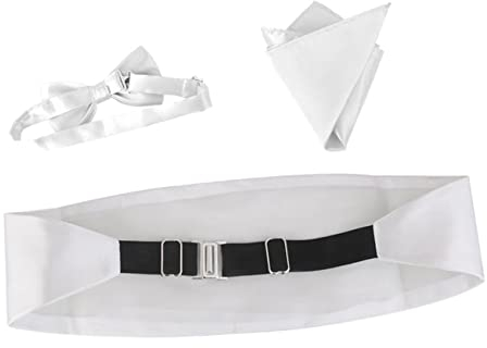 Veemoon 3st Kummerbund Für Herren Männer Rote Fliege M?nner Hanky ??taschentuch Kummerbund Rot Herren Herrentaschentuch M?nner Satin- Fliege Nupec Mann Weiß Kleid Gürtel